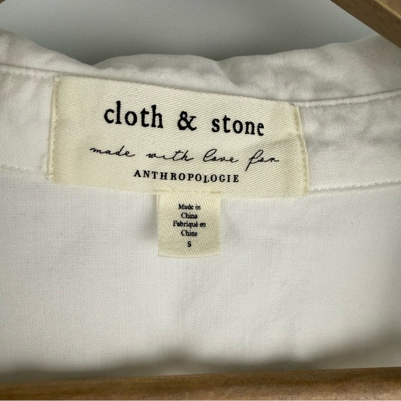 Cloth & Stone for Anthropologie Women’s Small White Tencel Button-Down Shirt - Picture 3 of 8